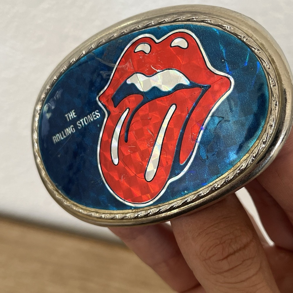 Vintage 1978 ROLLING STONES Metal Belt Buckle LIPS LOGO Rock Concert Souvenir